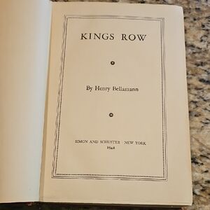 Vintage 1942 Kings Row By Henry Bellamann Hardcover Book Simon and Schuster